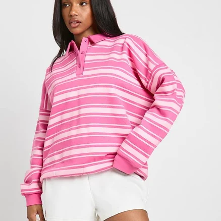 Boohoo Women's Stripe Rugby Sweatshirt