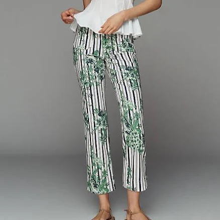 Printed Crop Jeans by Pilcro in White, Size: 24 at Anthropologie