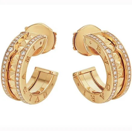 Bvlgari B.Zero1 Rock Yellow Gold Diamond Hoop Earrings