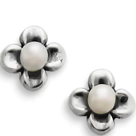 James Avery Tiny Blossom Cultured Pearl Stud Earrings in Sterling Silver