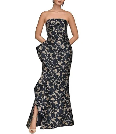 Donna Karan Women's Strapless Ruffled Jacquard Taffeta Gown
