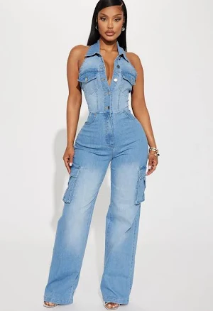 Fashion Nova Madelaine Denim Jumpsuit