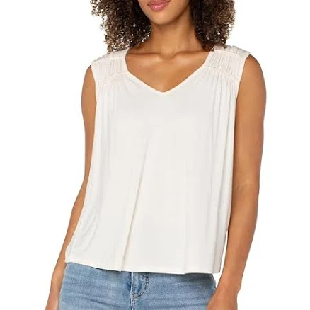 Liverpool Sleeveless Shirred Knit Top