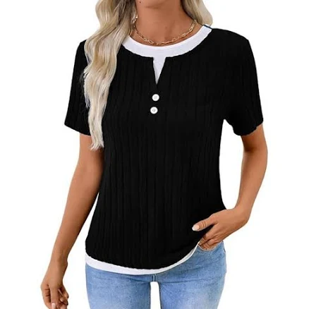 Women's Faux Layered Crewneck Short Sleeve T-Shirt