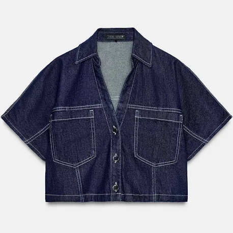 Zara Z1975 Cropped Denim ShirtZara Z1975 Cropped Denim Shirt