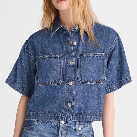 Madewell Women's Airy Denim Boxy-Crop ShirtMadewell Women's Airy Denim Boxy-Crop Shirt