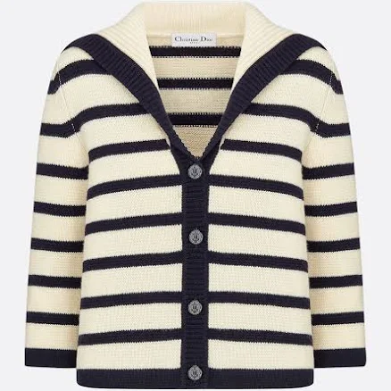 DIOR Women's Marinière Cardigan in Virgin Wool and Cashmere Knit