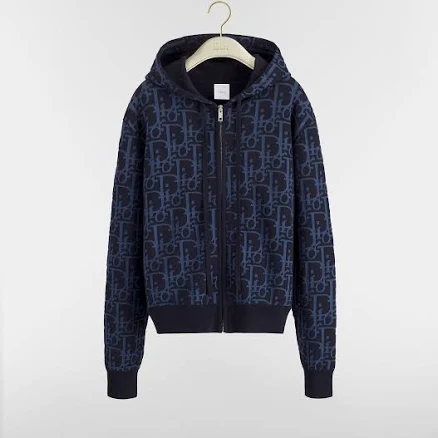 DIOR Women's Oblique Wool-Blend Jacquard Hooded Zipped Cardigan