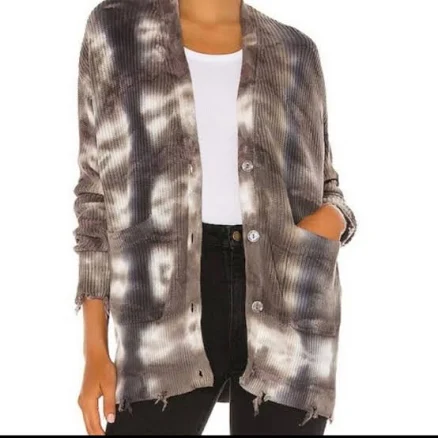 Young, Fabulous & Broke Distressed Oversized Slouchy Cardigan