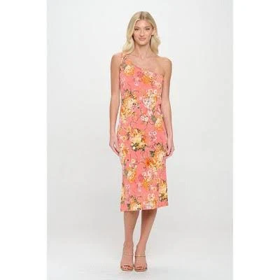 West K Women's Angela One-Shoulder Floral Midi Dress