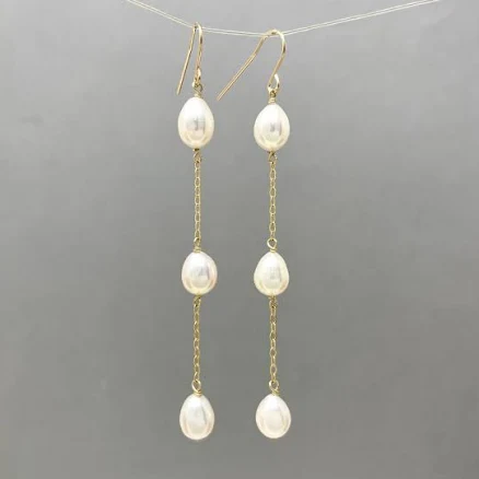 14k Gold Fill Sterling Silver Pearl Drop Earrings