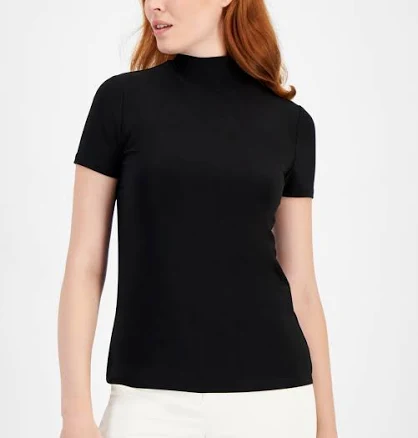 Anne Klein Women's Jersey Knit Short-Sleeve Mock-Neck Top