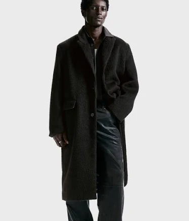 H&M Men's Single-Breasted Wool-Blend Coat