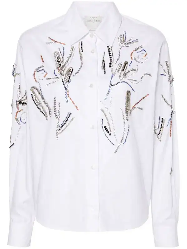 Rhinestone-detailed Poplin Shirt