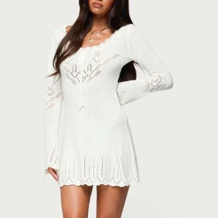 Edikted Women's Shaia Pointelle Knit Mini Dress