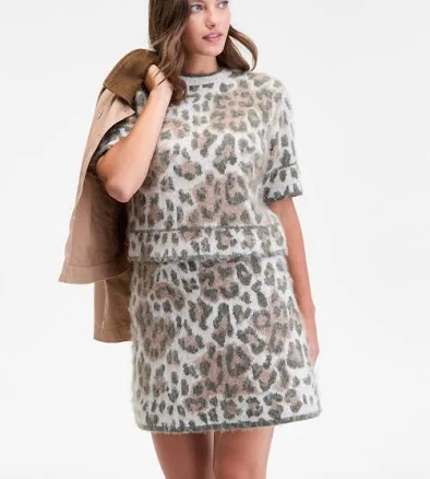On 34th Women's Brushed Animal Print Knit Mini Skirt