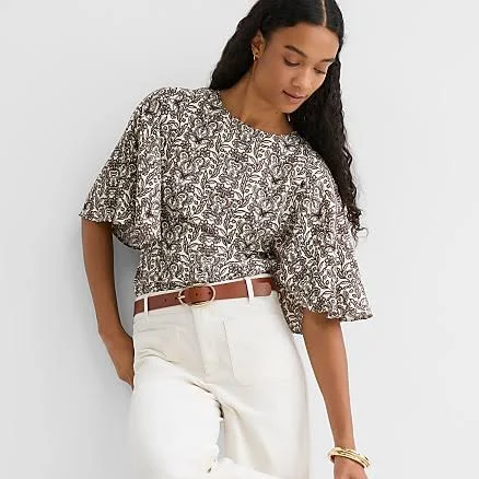 Loft Women's Lace Garden Cape Sleeve Top