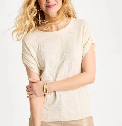Chico's Women's Floral Jacquard Dolman Sweater