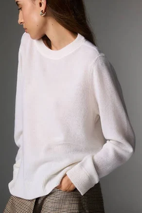 Cashmere Boyfriend Sweater by Reformation in Ivory, Size: XL at Anthropologie