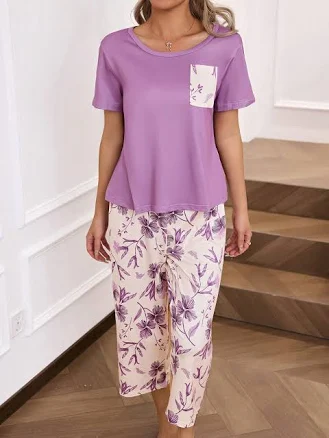 Women's Floral Short Sleeve Cotton Pajama Set