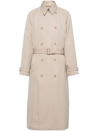 Prada Double-Breasted Wool Trench Coat
