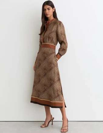 Reiss Women's Leia Petite Animal-Print Midi Shirt Dress