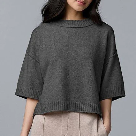 Plus Size Simply Vera Vera Wang Luxe Cashmere Blend Short Sleeve Sweater Women's