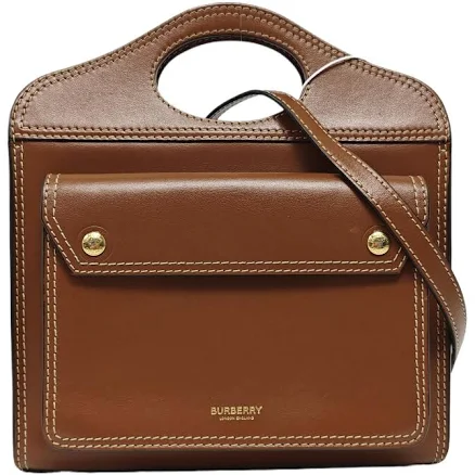 Burberry Mini Topstitched Leather Tote