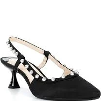 Alex Marie Odette Faille Pearl Studded Slingback Pumps