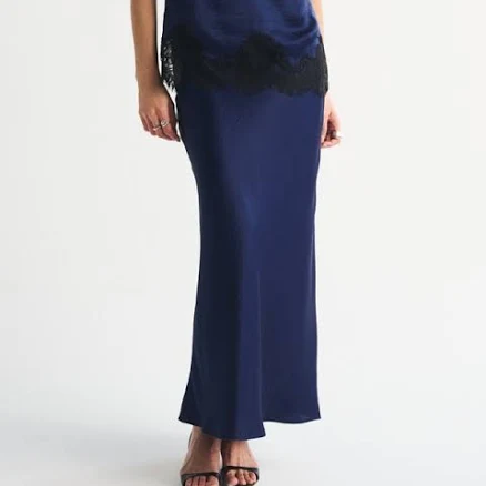 Abercrombie & Fitch Women's High Rise Satin Maxi Skirt