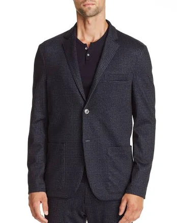 WRKNY Men's Olana Plaid Knit Blazer Slim Fit 36R Navy