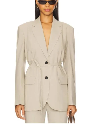 EAVES Siya Belted Women Blazer in Beige