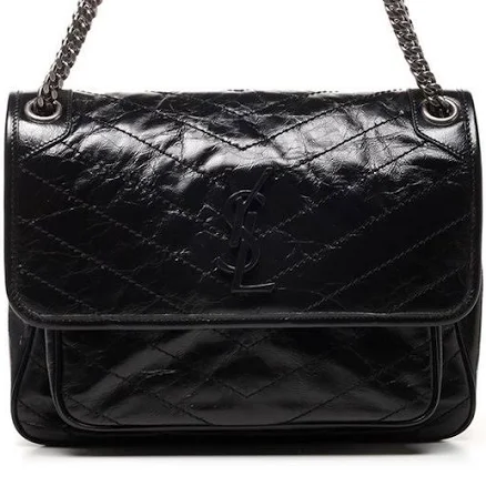 Saint Laurent Niki Chevron Leather Shoulder Bag