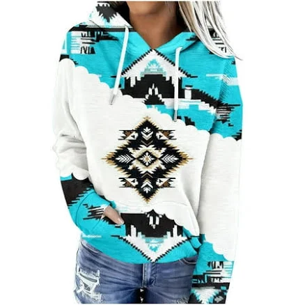 Vintage Ethnic Rhombus Printed Hoodie