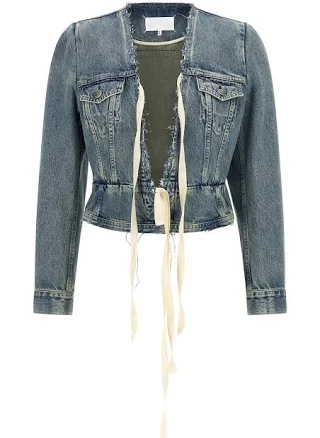 MAISON MARGIELA Raw Cut Hem Denim Jacket
