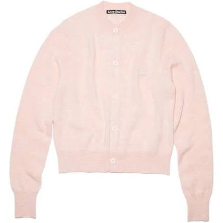 Acne Studios Wool Crewneck Cardigan Faded pink melange