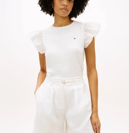 Tommy Hilfiger Women's Broderie Mix-Media Top