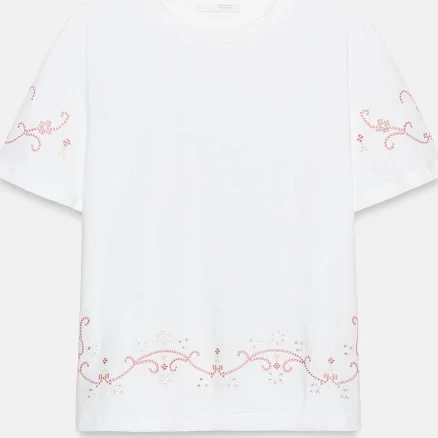 Zara Woman's Contrast Embroidered T-Shirt