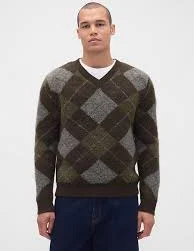 Brushed Argyle Sweater