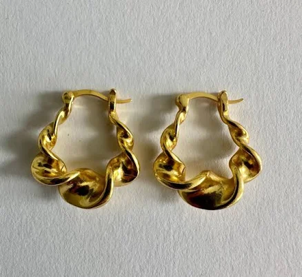 18K Gold Twisted Ribbon Hoops