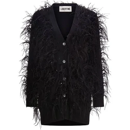 'WHAM BAM' BLACK FEATHERY CARDIGAN