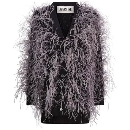 'WHAM BAM' GREY FEATHERY CARDIGAN
