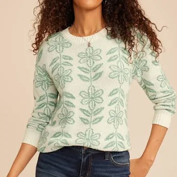 maurices Women's Textured Floral Crew Neck Sweatermaurices Women's Textured Floral Crew Neck Sweater