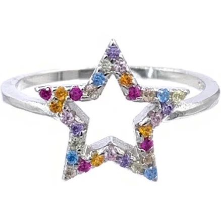 Minimalist Silver CZ Star Ring