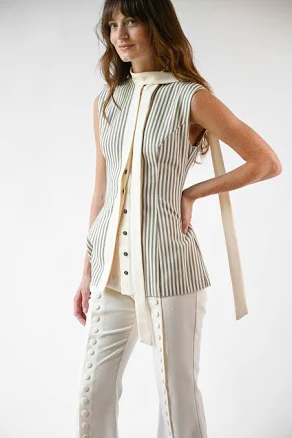 Yellow The Label Lila Linen Scarf Top
