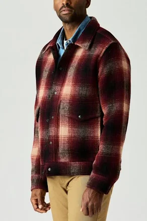 Flint and Tinder Men's Heritage Wool Snap Jacket in Shadow Plaid, Size XXL