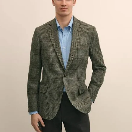 Brooks Brothers Men's Classic Fit Wool-Cotton Tweed Check Sport Coat