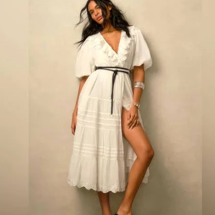 Love The Label Short-Sleeve Ruffled Tiered Wrap Maxi Dress