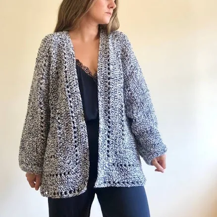 Vintage Wool Knitted Open Front Cardigan