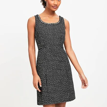 Loft Women's Metallic Tweed Mini Flare Dress